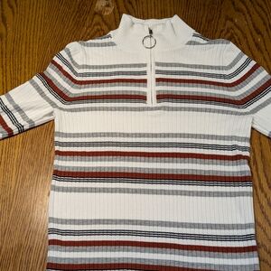 No Boundaries White and Gray Ribbed Sweater